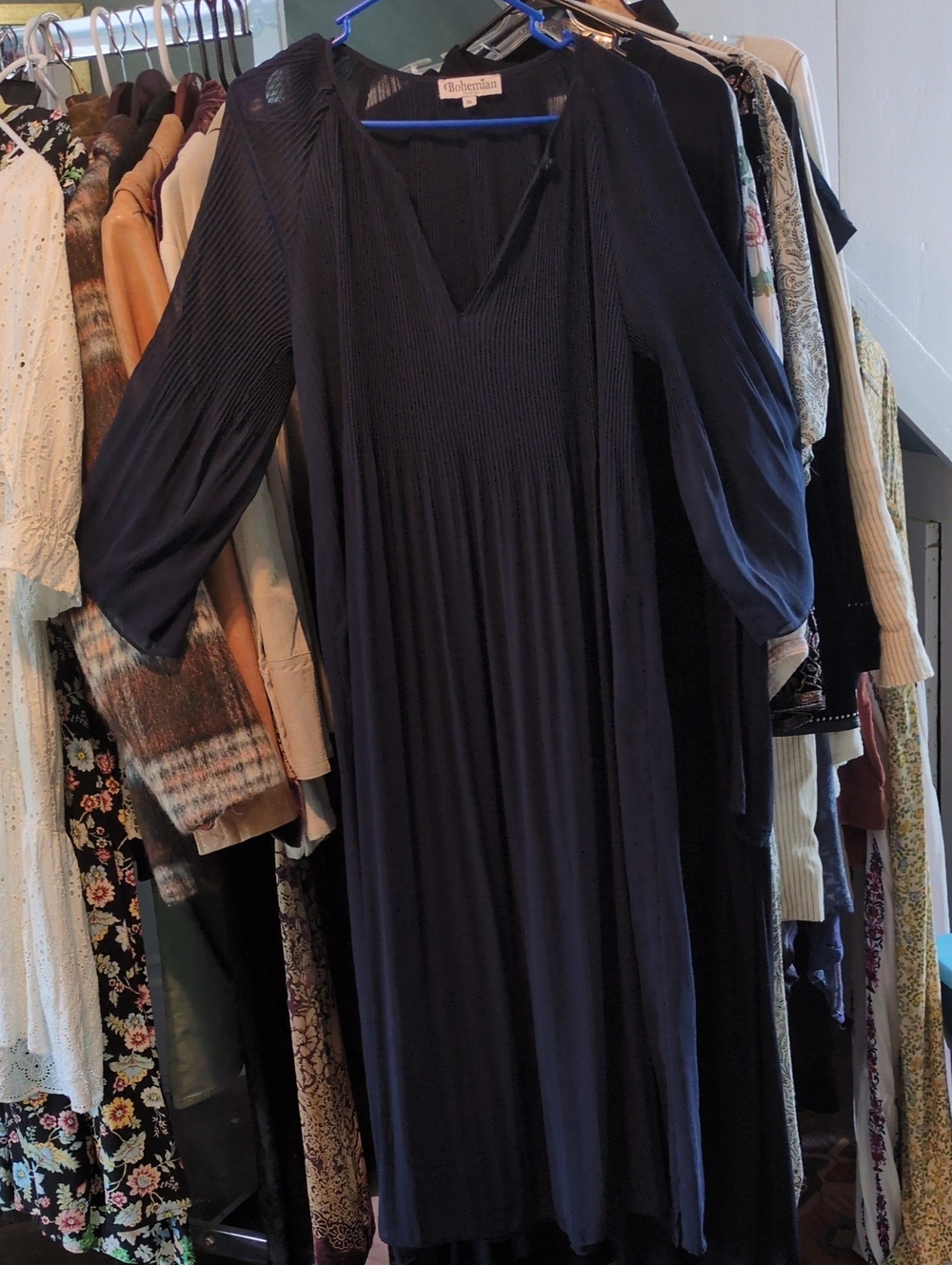 Gorgeous Bohemian Traders Dark Navy Blue Chiffon Maxi Dress XL
